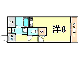 アルカディアマーユ ワンルームの間取図画像