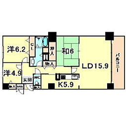 ラ・ヴィーダ西宮 3LDKの間取図画像