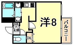 RESIDIA甲東園 1Kの間取図画像