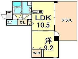 コロナール甲子園 1LDKの間取図画像
