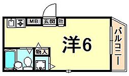 ロイヤルメゾン西宮北口8 1Kの間取図画像