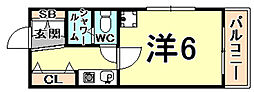 メゾン甲子園EAST 1Kの間取図画像