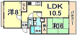 エバーグレイス西宮 2LDKの間取図画像