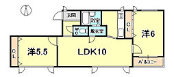 サンロイヤル神垣 2LDKの間取図画像