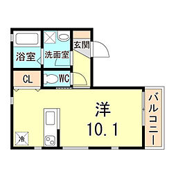 グランメール鳴尾町 ワンルームの間取図画像
