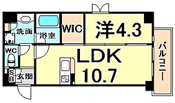 カーサ甲子園口1 1LDKの間取図画像