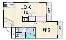 ハイム門戸 1LDKの間取図画像