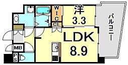 セレニテ甲子園プリエ 1LDKの間取図画像