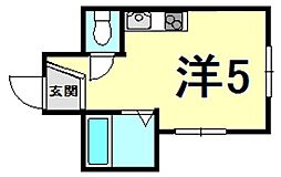 Unjolijardin門戸厄神 ワンルームの間取図画像