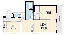 ヘーベルメゾン神楽夙川West 2LDKの間取図画像