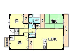 ソアール門戸荘 3LDKの間取図画像