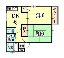 エミネンス1 2DKの間取図画像