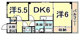 リブレメゾン仁川 2DKの間取図画像