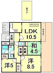 ロイヤルメゾン甲陽園2 3LDKの間取図画像