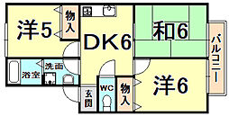ウイング西宮 3DKの間取図画像