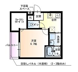 フジパレス甲東園II番館 1Kの間取図画像