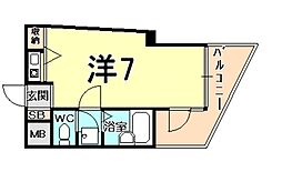 エスリード上甲子園 ワンルームの間取図画像