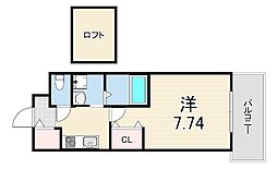 ラ・グロワール 1Kの間取図画像