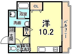 西宮アネックス ワンルームの間取図画像