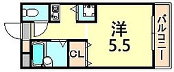 ダイドーメゾン西宮北口13 ワンルームの間取図画像
