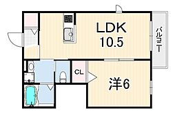 カーサビアンカ 1LDKの間取図画像