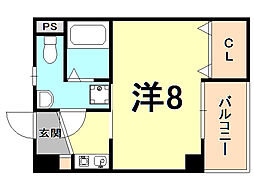 レザムルーズ西宮 1Kの間取図画像