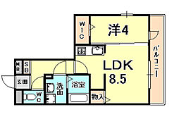 アーバンハイツ段上 1LDKの間取図画像