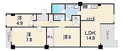 藤和ライブタウン甲陽園山王町C-1 3LDKの間取図画像