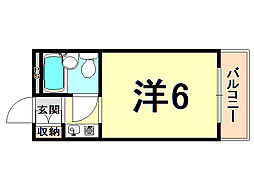 アニバーサリー40th ワンルームの間取図画像
