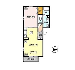 リレント西宮北口 1LDKの間取図画像