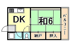 フタミハイツ 1DKの間取図画像