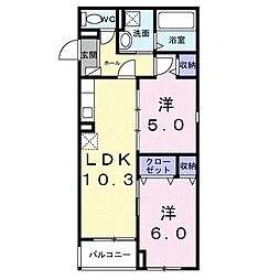 ヒカルサ西宮浜甲子園サウス 2LDKの間取図画像