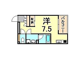 ソリューション甲子園 ワンルームの間取図画像
