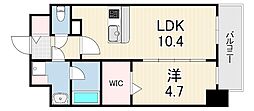 サンセール西宮 1LDKの間取図画像