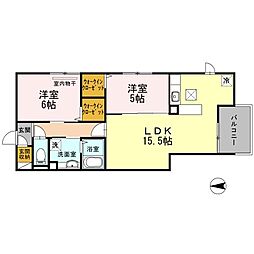 ピケルーナ西宮北口 2LDKの間取図画像