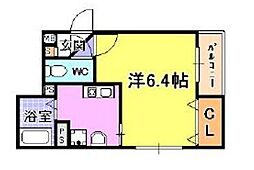 レジスコート甲子園口 1Kの間取図画像