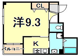 レジスコート甲子園口 1Kの間取図画像