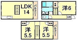 クレスト甲東園A棟 3LDKの間取図画像