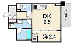 ジオエント阪神西宮 1DKの間取図画像