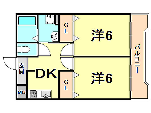 K’s Court夙川 ｜兵庫県西宮市松園町(賃貸マンション2DK・3階・43.74㎡)の写真 その2