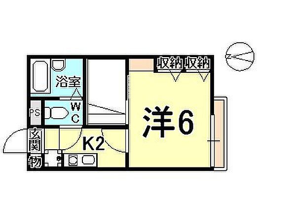 兵庫県西宮市中島町(賃貸アパート1K・2階・19.87㎡)の写真 その2