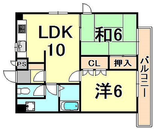 メゾンカトレア ｜兵庫県西宮市平木町(賃貸マンション2DK・6階・49.45㎡)の写真 その2