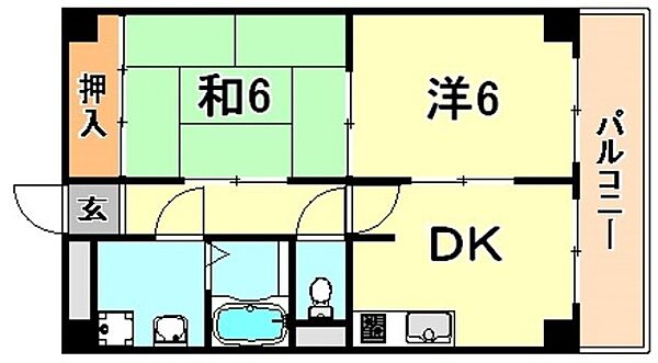 グランドール西岡本 ｜兵庫県神戸市東灘区西岡本１丁目(賃貸マンション2DK・4階・45.36㎡)の写真 その2