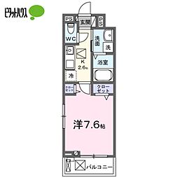 スマイル72 1階1Kの間取り