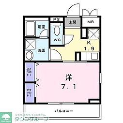 JR埼京線 戸田公園駅 徒歩15分の賃貸アパート 1階1Kの間取り