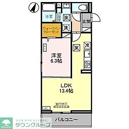 JR京浜東北・根岸線 与野駅 徒歩12分の賃貸アパート 1階1LDKの間取り