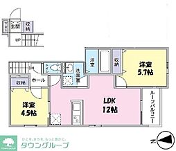 JR埼京線 戸田駅 徒歩18分の賃貸アパート 2階2LDKの間取り