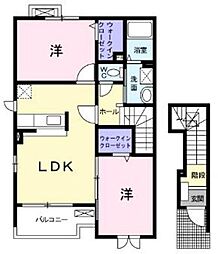 ミルト　ガーデン 2階2LDKの間取り