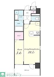 JR京浜東北・根岸線 川口駅 徒歩7分の賃貸マンション 10階1LDKの間取り