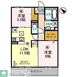 JR埼京線 武蔵浦和駅 徒歩14分の賃貸アパート 1階2LDKの間取り